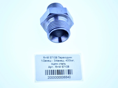 R+M 57108 Переходник 12внеш - 34внеш, 400bar, оцинк.сталь
