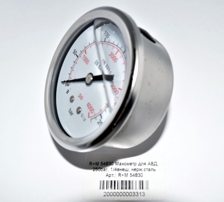 R+M 54830 Манометр для АВД, 250bar, 14внеш, нерж.сталь