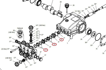 Ремкомплект уплотнений для насосов Hawk U d 20 NMT CW