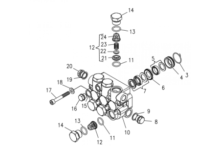 Комплект клапанного блока d.15 насоса Hawk в сборе HD