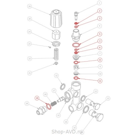 Ремкомплект уплотнений регулятора давления VBA